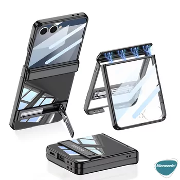 Microsonic Samsung Galaxy Z Flip 7 Kılıf Clarity Stand Siyah