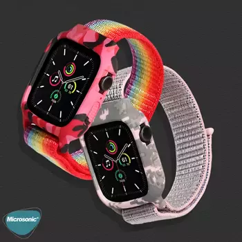 Microsonic Apple Watch Series 8 41mm Kordon Camouflage Armor Pro Sarı