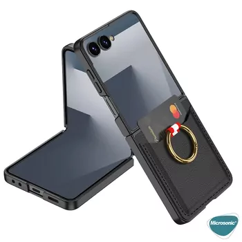 Microsonic Samsung Galaxy Z Flip 7 Kılıf LuxRing Wallet Siyah