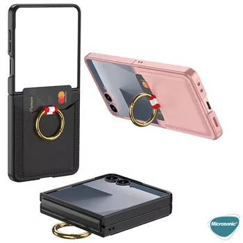Microsonic Samsung Galaxy Z Flip 7 Kılıf LuxRing Wallet Bej