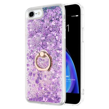 Microsonic Apple iPhone 8 Kılıf Glitter Liquid Holder Mor