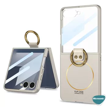 Microsonic Samsung Galaxy Z Flip 7 Kılıf Ring Fall MagSafe Titanyum