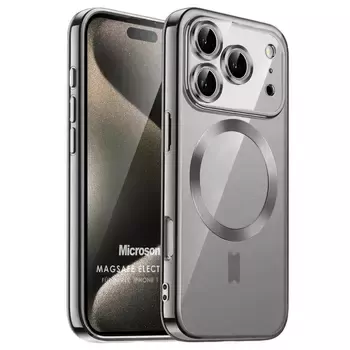 Microsonic Apple iPhone 17 Pro Kılıf MagSafe Luxury Electroplate Koyu Gri