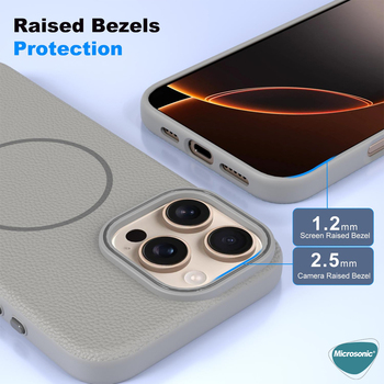 Microsonic Apple iPhone 17e Kılıf MagLeather Pro Gri