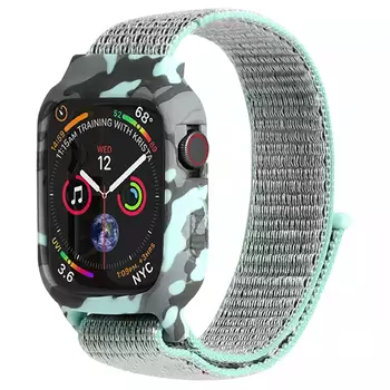 Microsonic Apple Watch SE 2022 44mm Kordon Camouflage Armor Pro Turkuaz