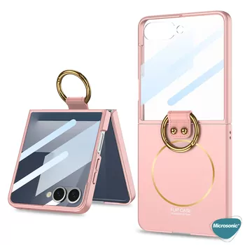 Microsonic Samsung Galaxy Z Flip 7 Kılıf Ring Fall MagSafe Rose Gold