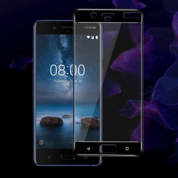 Microsonic Nokia 8 Kavisli Temperli Cam Ekran Koruyucu Film Siyah