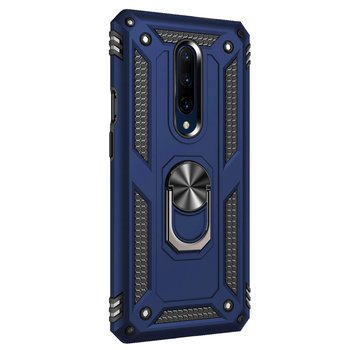 Microsonic OnePlus 7 Pro Kılıf Military Ring Holder Lacivert