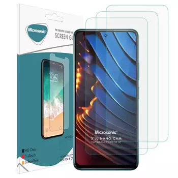 Microsonic Xiaomi Poco X3 GT Screen Protector Nano Glass Cam Ekran Koruyucu (3'lü Paket)