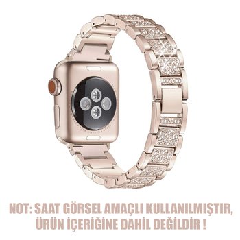 Microsonic Apple Watch SE 44mm Metal Dressy Jewelry Kordon Gold