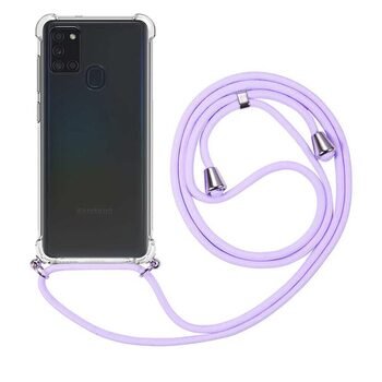 Microsonic Samsung Galaxy A21s Kılıf Neck Lanyard Lila