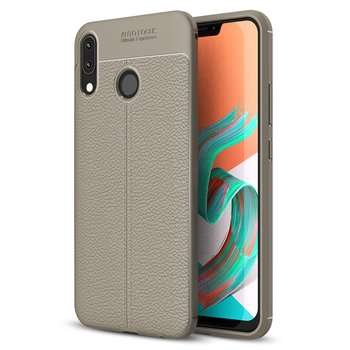 Microsonic Asus Zenfone 5Z ZS620KL Kılıf Deri Dokulu Silikon Gri