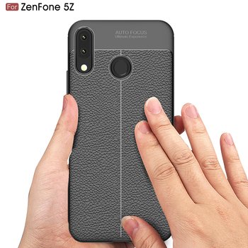 Microsonic Asus Zenfone 5Z ZS620KL Kılıf Deri Dokulu Silikon Gri