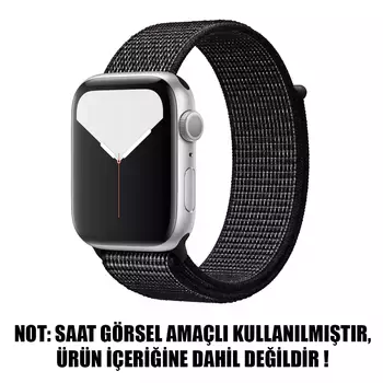 Microsonic Apple Watch Series 3 42mm Hasırlı Kordon Woven Sport Loop Black