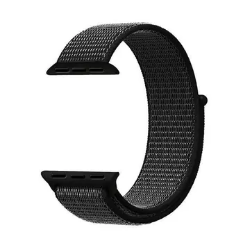 Microsonic Apple Watch Series 3 42mm Hasırlı Kordon Woven Sport Loop Black