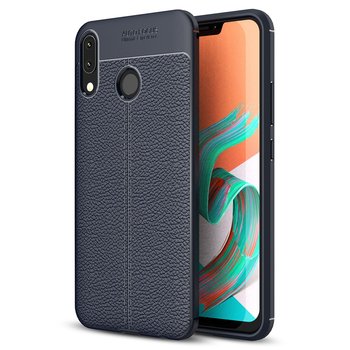 Microsonic Asus Zenfone 5Z ZS620KL Kılıf Deri Dokulu Silikon Lacivert