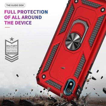 Microsonic Huawei Y5 2019 Kılıf Military Ring Holder Siyah