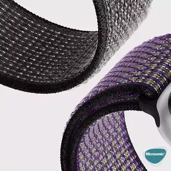 Microsonic Samsung Gear S3 Classic Hasırlı Kordon Woven Sport Loop Siyah