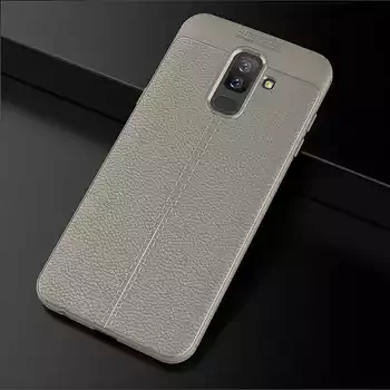 Microsonic Samsung Galaxy J8 Kılıf Deri Dokulu Silikon Siyah