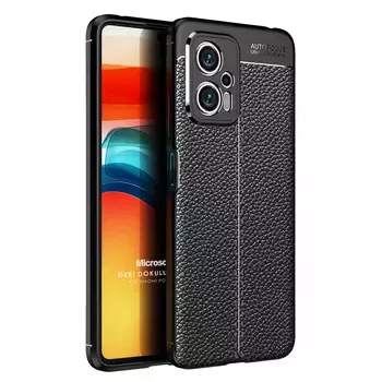 Microsonic Xiaomi Poco X4 GT Kılıf Deri Dokulu Silikon Siyah