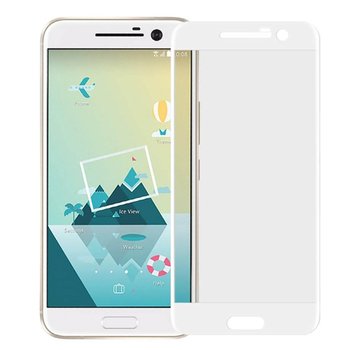 Microsonic HTC 10 Kavisli Temperli Cam Ekran Koruyucu Film Beyaz