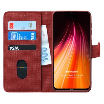 Microsonic Xiaomi Redmi Note 8 Kılıf Fabric Book Wallet Kırmızı