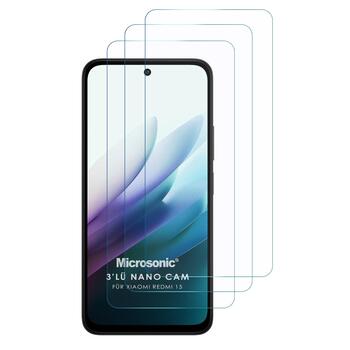 Microsonic Xiaomi Redmi 15 Screen Protector Nano Glass Cam Ekran Koruyucu (3`lü Paket)