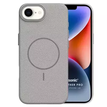Microsonic Apple iPhone 16e Kılıf MagLeather Pro Gri