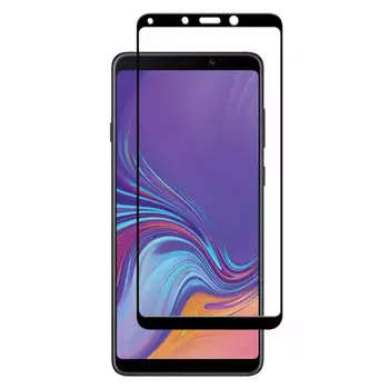 Microsonic Samsung Galaxy A9 2018 Tam Kaplayan Temperli Cam Ekran koruyucu Siyah