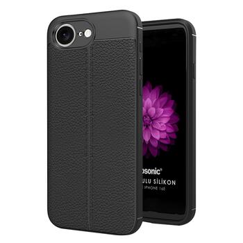 Microsonic Apple iPhone 17e Kılıf Deri Dokulu Silikon Siyah