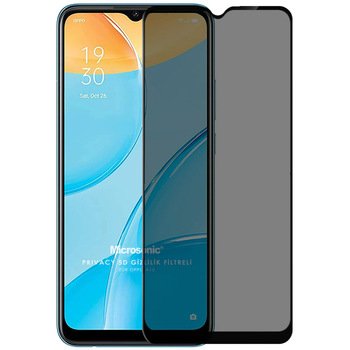 Microsonic Oppo A15s Invisible Privacy Kavisli Ekran Koruyucu Siyah