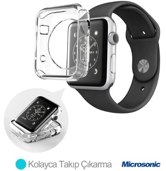 Microsonic Apple Watch 42mm Kılıf Transparent Soft Beyaz