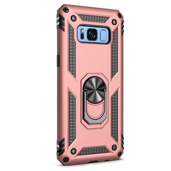 Microsonic Samsung Galaxy S8 Plus Kılıf Military Ring Holder Rose Gold