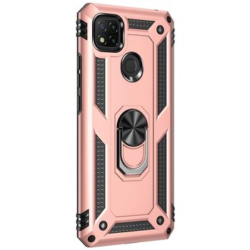 Microsonic Xiaomi Redmi 9C Kılıf Military Ring Holder Rose Gold