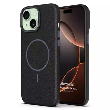 Microsonic Apple iPhone 15 Kılıf MagLeather Pro Siyah
