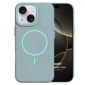 Microsonic Apple iPhone 15 Kılıf MagLeather Pro Mavi
