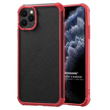 Microsonic Apple iPhone 11 Pro Max Kılıf Chester Carbon Kırmızı