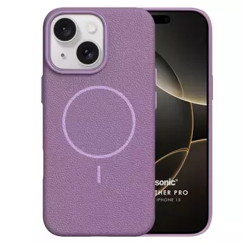 Microsonic Apple iPhone 15 Kılıf MagLeather Pro Lila