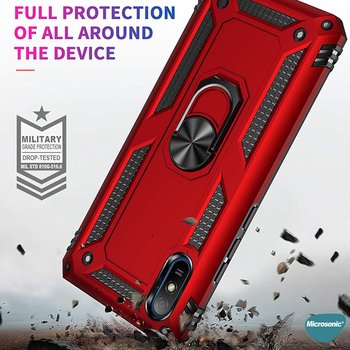 Microsonic Xiaomi Redmi 9A Kılıf Military Ring Holder Lacivert