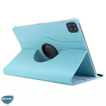 Microsonic Apple iPad Pro 12.9'' 2021 5. Nesil Kılıf (A2378-A2461-A2379-A2462) 360 Rotating Stand Deri Mavi