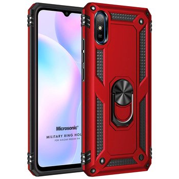 Microsonic Xiaomi Redmi 9A Kılıf Military Ring Holder Kırmızı