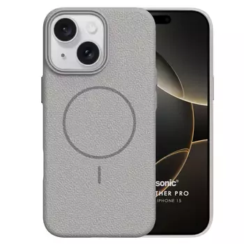 Microsonic Apple iPhone 15 Kılıf MagLeather Pro Gri