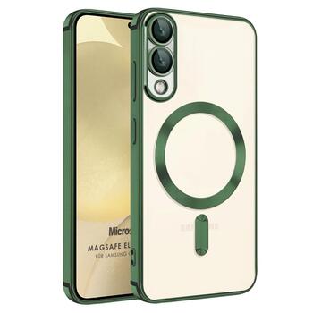 Microsonic Samsung Galaxy S25 Edge Kılıf MagSafe Luxury Electroplate Koyu Yeşil