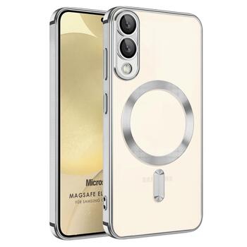 Microsonic Samsung Galaxy S25 Edge Kılıf MagSafe Luxury Electroplate Gri