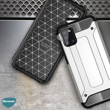 Microsonic Oppo A92 Kılıf Rugged Armor Gümüş