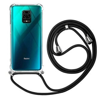 Microsonic Xiaomi Redmi Note 9S Kılıf Neck Lanyard Siyah