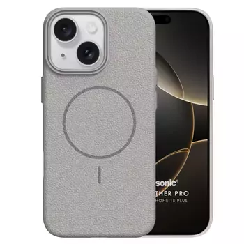 Microsonic Apple iPhone 15 Plus Kılıf MagLeather Pro Gri