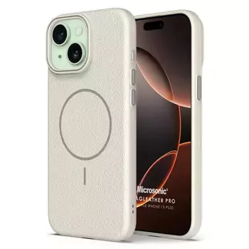 Microsonic Apple iPhone 15 Plus Kılıf MagLeather Pro Bej