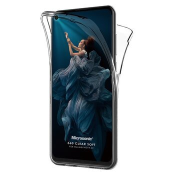 Microsonic Huawei Nova 5T Kılıf Komple Gövde Koruyucu Silikon Şeffaf