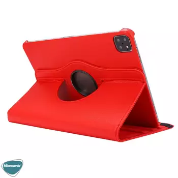 Microsonic Apple iPad Pro 11'' 2021 3. Nesil Kılıf (A2377-A2459-A2301-A2460) 360 Rotating Stand Deri Kırmızı